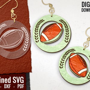 American Football Earring SVG, Rugby Laser Cut File, Sports Earring Laser Engraved Earring File, Sports Wood Earring SVG, Commercial Use