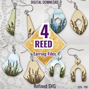 Floral Reed Earring SVG Bundle: Laser Cut Wood Jewelry Template (Digital Download