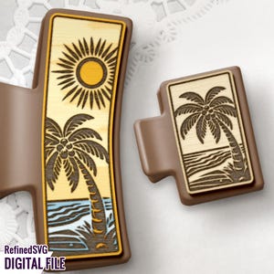 Beach Hair Clip SVG: Summer Palm Tree Laser Cut File (Digital Download)