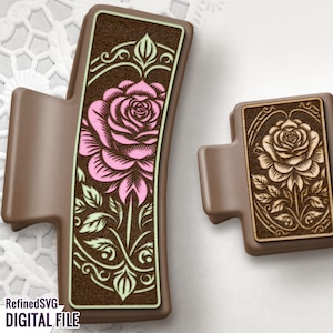 Rose Hair Clip SVG: Botanical Laser Cut File (Digital Download)