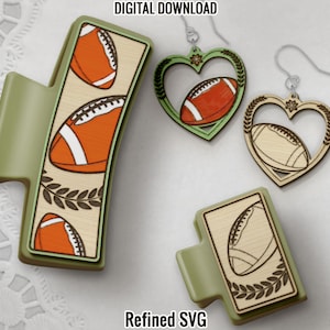 Football Hair Clip & Sports Earring SVG Laser Cut File Set (Digital Download)