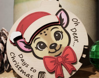 Hirsch Countdown für Weihnachten SVG, Rentiertage bis Weihnachten, Kalender Laser Cut Dateien
