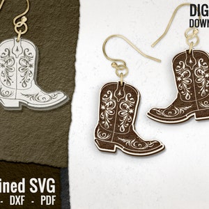 Cowboy Boots Earring SVG, Cowboy Boots Western Earring Laser SVG Cutfile, Western Earring Design, Earrings, Laser Cutting, Digital Download