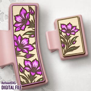 Floral Hair Claw SVG Laser Cut Template: Flower Accessory (Digital Download)