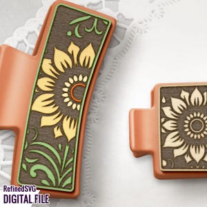 Sunflower Hair Clip SVG: Floral Autumn Laser Cut File (Digital Download)