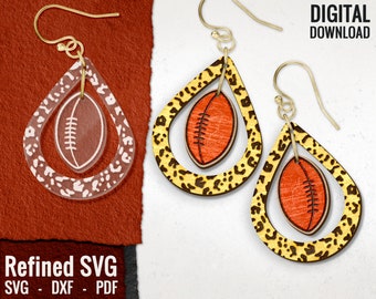 Football Animal Print Earring SVG, Laser Cut File (Digital Download)