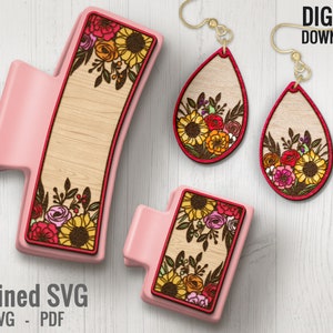 Floral Hair Clip & Earring SVG Laser Cut File Set (Digital Download)