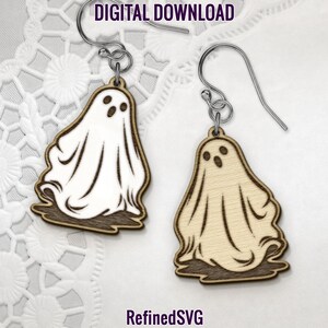 Geist Ohrringe SVG: Halloween Laser Cut Datei (Digitaler Download)