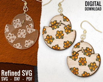 Blommig örhänge SVG, laserskuren fil, Glowforge (digital nedladdning)