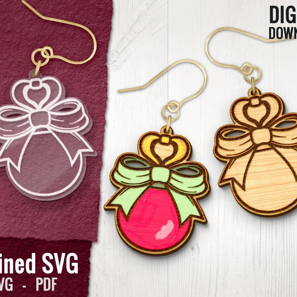 Christmas Bauble Earring SVG, Bauble Wood Earring SVG, Christmas Bauble Earring Cut Files, Christmas Acrylic Earring SVG, X-Mas File