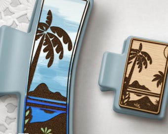 Seaside Palm Hair Clip SVG Laser Cut File: Ocean View Design, Summer (Digital Download