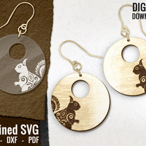 Squirrel Earring SVG, Wood Animal Earring File, Squirrel Laser Engrave Earring File, Animal Laser Cut File, Glowforge Ready, Commercial Use