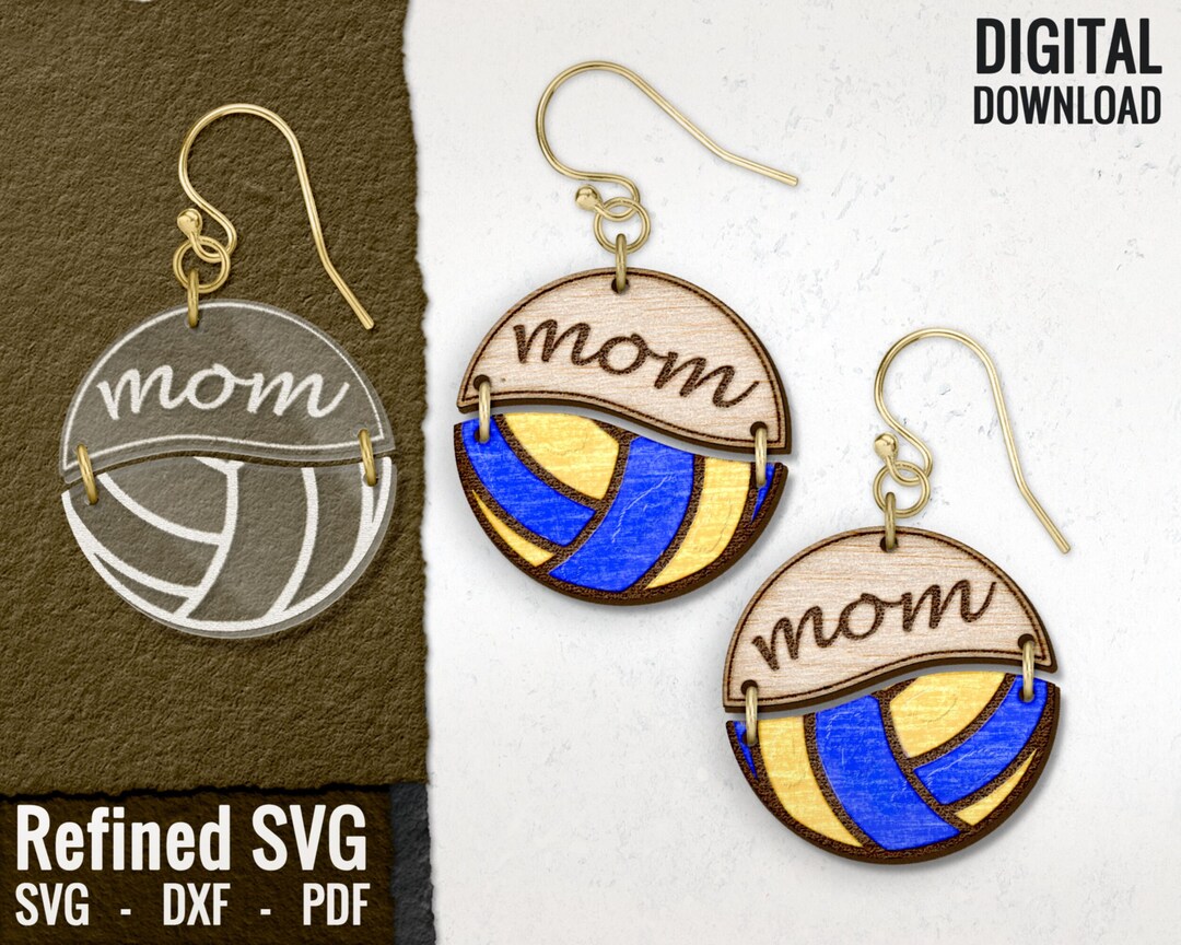 Vollleyball Mom Earring SVG Volley Ball Earring Laser Etsy
