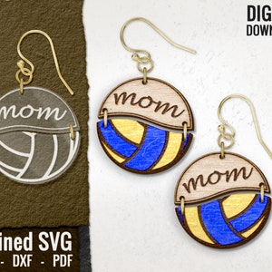 Volleyball Mom Earring SVG: Laser Cut File (Digital Download)
