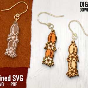 American Football Earring SVG, American Football Earrings Files, Glowforge SVG, Sports Earring SVG, Football Wood Earring Files, Rugby File