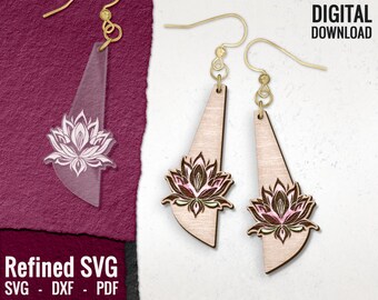 Lotus Flower Earring SVG: Floral Laser Cut File (Digital Download)