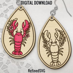 Hummer Ohrring SVG, Tier Laser geschnitten Datei, Hummer Laser Ohrring Datei, Holz Ohrring SVG, Ohrring Cut Files, Ohrring SVG, kommerzielle Nutzung