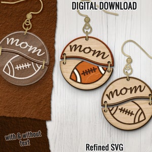 Football Mom Earring SVG: Laser Cut Files (Digital Download)