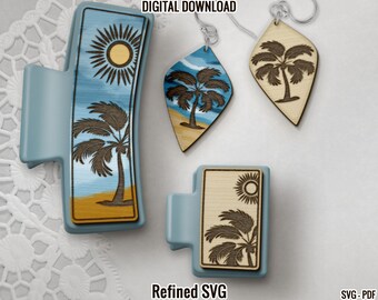 Palmenblatt Haarspange SVG: Tropisch Laser Cut Datei (Digitaler Download)