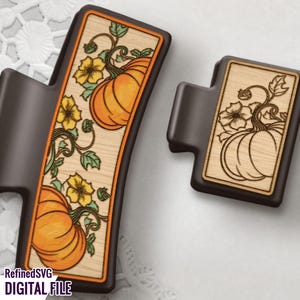Fichier de découpe laser SVG de pince à cheveux citrouille : modèle de pince automne griffe (téléchargement numérique