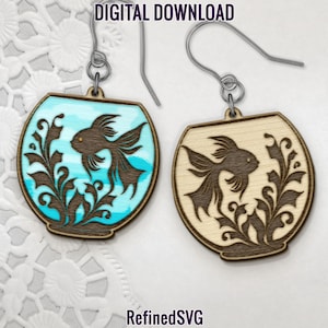 Fish Bowl Earring SVG: Sea Life Laser Cut File (Digital Download)