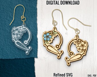 Floral Stethoscope Nurse Earring SVG Laser Cut File (Digital Download)