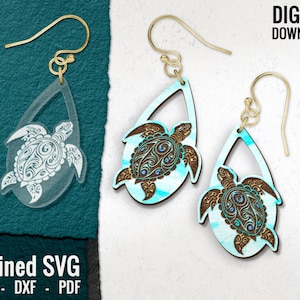 Schildkröte Ohrring SVG, Meeresschildkröte Laser geschnitten Datei, Laser Ohrring Datei, Holz Ohrring SVG, Tier Ohrring Dateien Acryl Ohrring SVG, kommerzielle Nutzung