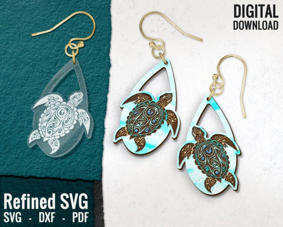 Sea Turtle Earring SVG: Laser Cut File (Digital Download)