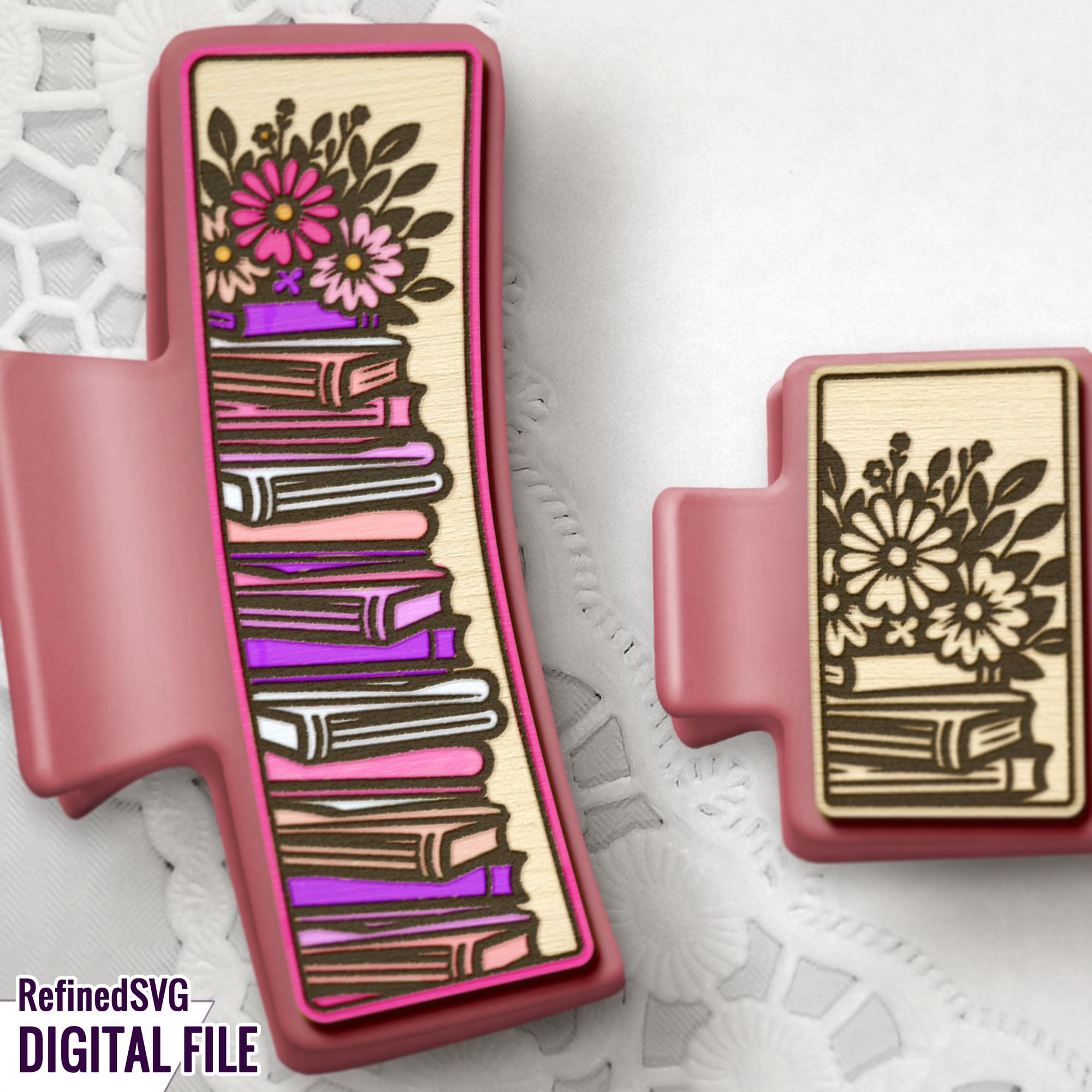 Books Hair Clip SVG: Library, School, Teacher Laser Cut File (Digital Download)