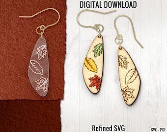 Fall Leaves Earring SVG: Laser Cut File (Digital Download)