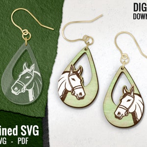 Horse Earring SVG, Western Earring SVG, Western Earring Laser Cut File, Western Earring Design, Wild West Earrings SVG, Commercial Use