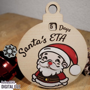 Santa Countdown to Christmas SVG: Advent Calendar Laser Cut File (Digital Download)