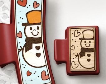 Diseño SVG de pinza para el pelo de muñeco de nieve: Archivo de pinza de garra navideña, archivo cortado con láser