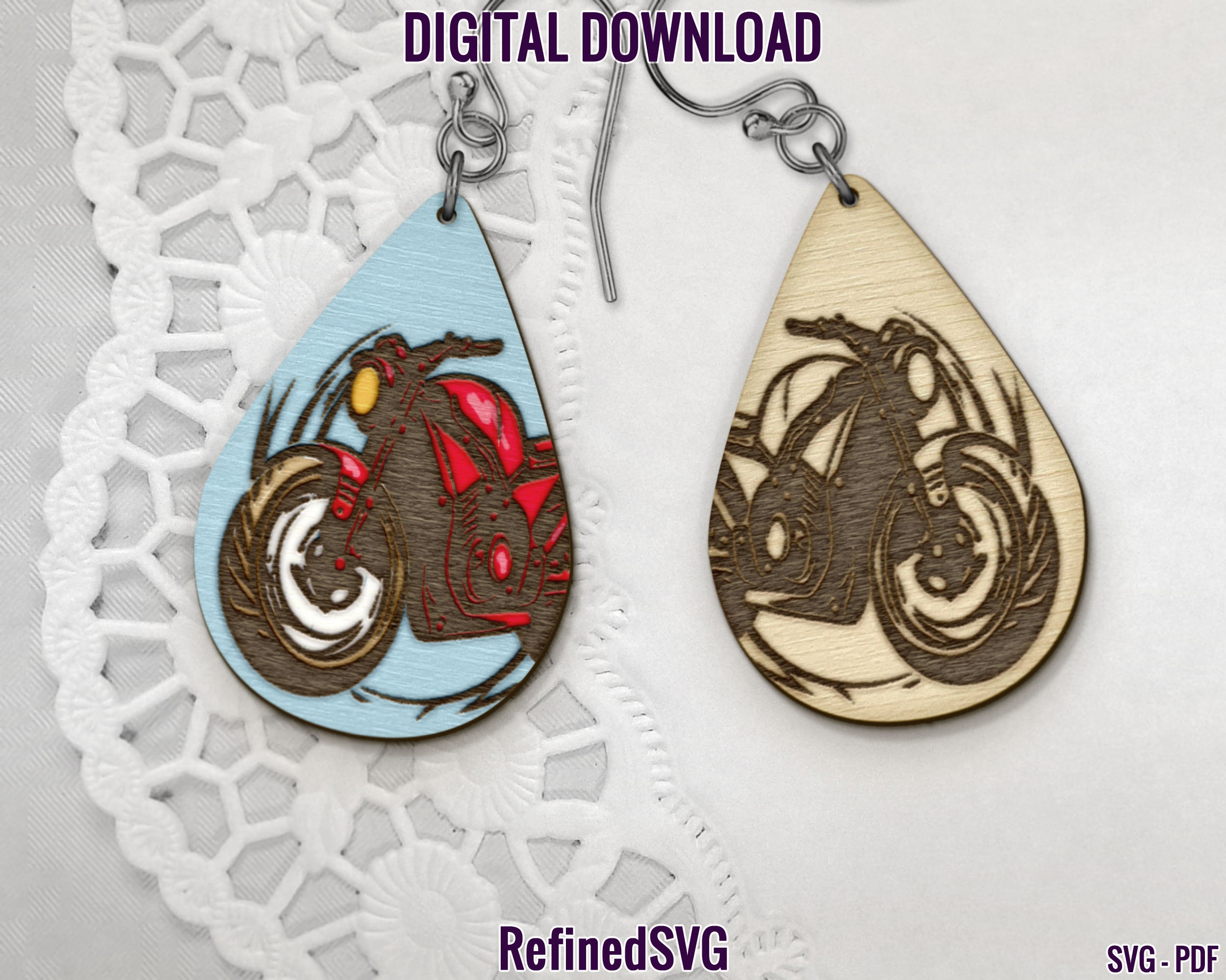 Boucles D'oreilles Clous En Argent 925 - Motif Couple En Moto, Occasion, Belle Pièce Vintage