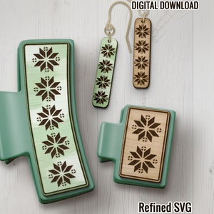 Winter Snowflake Hair Clip & Earring SVG File Set (Digital Download)