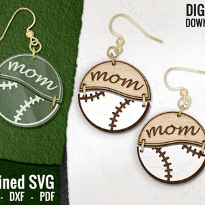 Baseball Mom Ohrring SVG: Sport Laser Cut Datei (Digitaler Download)
