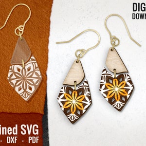 Mandala-Ohrringe SVG: Laser geschnitten Datei (Digitaler Download)