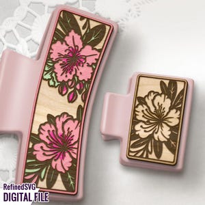Rhododendron Flower Hair Clip SVG: Laser Cut Vector Design (Digital Download)