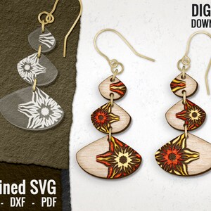 Boho Earring Files, Midcentury Modern Earring SVG, Glowforge, Geometric Laser Cut File, Abstract Wood Earring File, Commercial Use