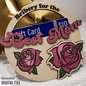 Portatarjetas de regalo para el Día de la Madre SVG, divertido archivo cortado con láser para mamá, descarga digital de diseño floral para mamá, regalo para el Día de la Madre hecho a mano, archivo cortado con láser