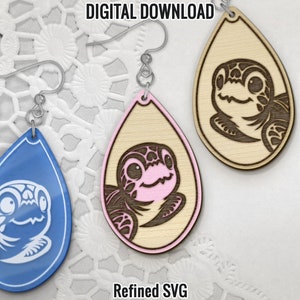 Sea Turtle Earring SVG, Animal Laser Cut File, Turtle Laser Earring File, Turtle Wood Earring SVG, Animal Earring Files, Acrylic Earring SVG