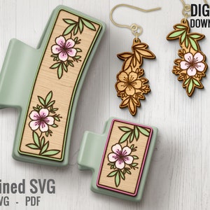 Flower Hair Clip & Earring SVG Laser Cut File Set (Digital Download)