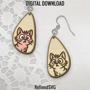 Cat Earring SVG,  Kitten Earrings Files, Cat SVG Earring Dangle Earring SVG, Cat Wood Earring Files, Kitten Earring Files