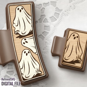 Pince à cheveux fantôme SVG : fichier Halloween découpé au laser (téléchargement numérique)