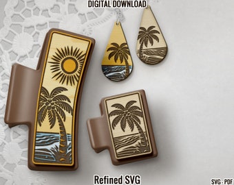 Strand Haarspange & Ohrring SVG Laser File Set (Digitaler Download)