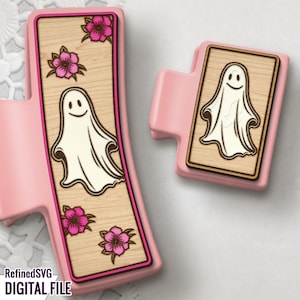 Pince à cheveux fantôme SVG : fichier Halloween découpé au laser (téléchargement numérique