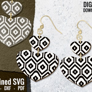 Heart Geometric Earring SVG, Laser Earring File, Wood Earring SVG, Laser Earring SVG, Earring Laser File, Glowforge Earring, Commercial Use