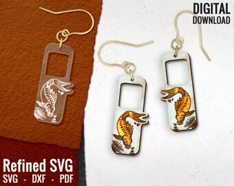 Goldfish Earring SVG, Fish Laser Cut File, Sea life Laser Earring File, Wood Earring SVG, Fish Acrylic Earring SVG, Commercial Use