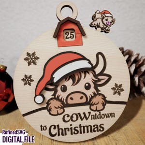 Christmas Countdown SVG: Farmhouse Laser Cut File, Days until Christmas Calendar (Digital Download)