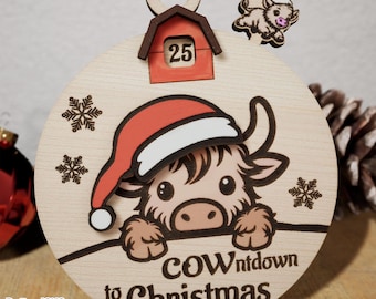 Christmas Countdown SVG, Days Until Christmas Countdown Calendar SVG, Countdown to Christmas File, Laser Cut File, Farmhouse Laser Cut Files